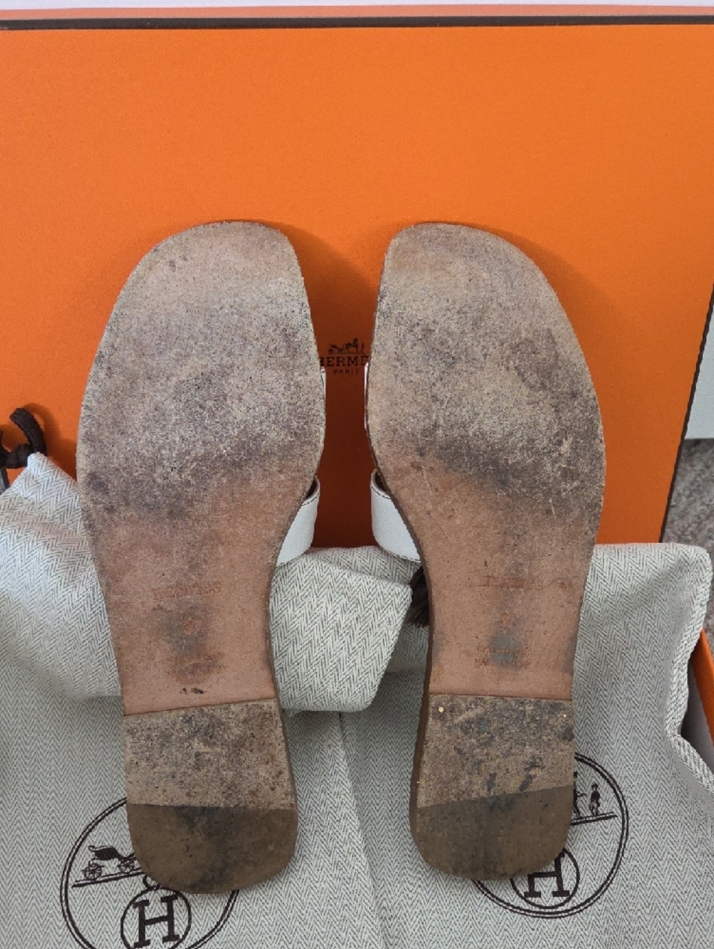 White Oran Leather Slide Sandals - Picture 2 of 2